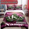3pcs Duvet Cover Set (1*Duvet Cover + 2*Pillowcase, Without Core), Custom Name Alpha Kappa Alpha Pattern Bedding Set, Home Bedroom Decor Gift