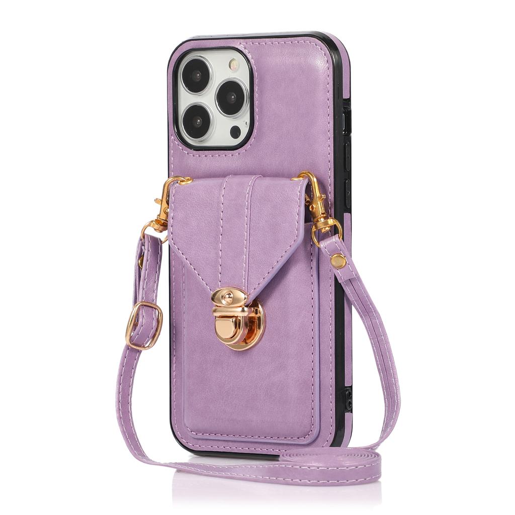 Crossbody Leder Portemonnaie Hülle Kartensteckplatz Halter Metallschnalle für iPhone 15 14Plus 13 12 11 Pro Max XSMAX für Samsung S24 S23 S22 S21 Ultra Plus A14 A54
