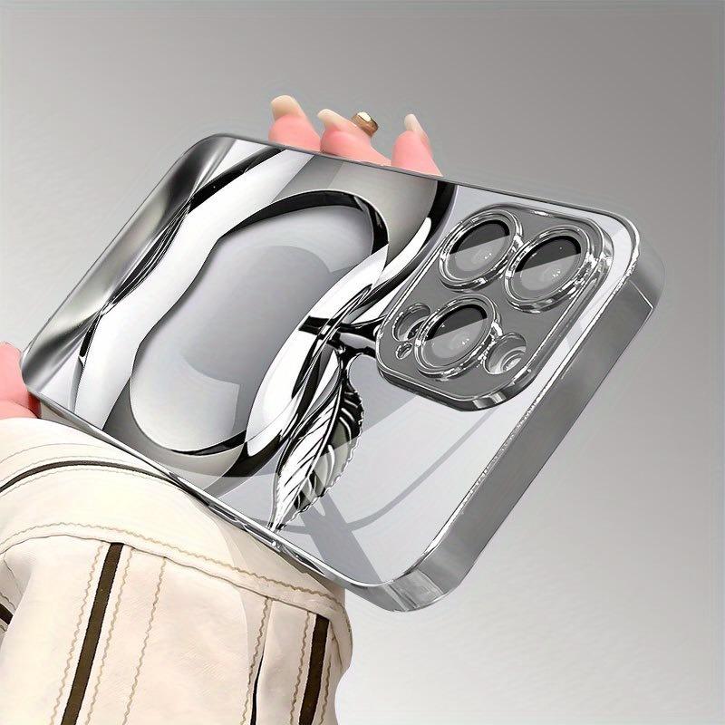Transparent Crystal For Apple Pattern Glass Electroplated Phone Case For iPhone 17 16 15 14 13 12 Pro Max Plus 16E 17 Air Cover