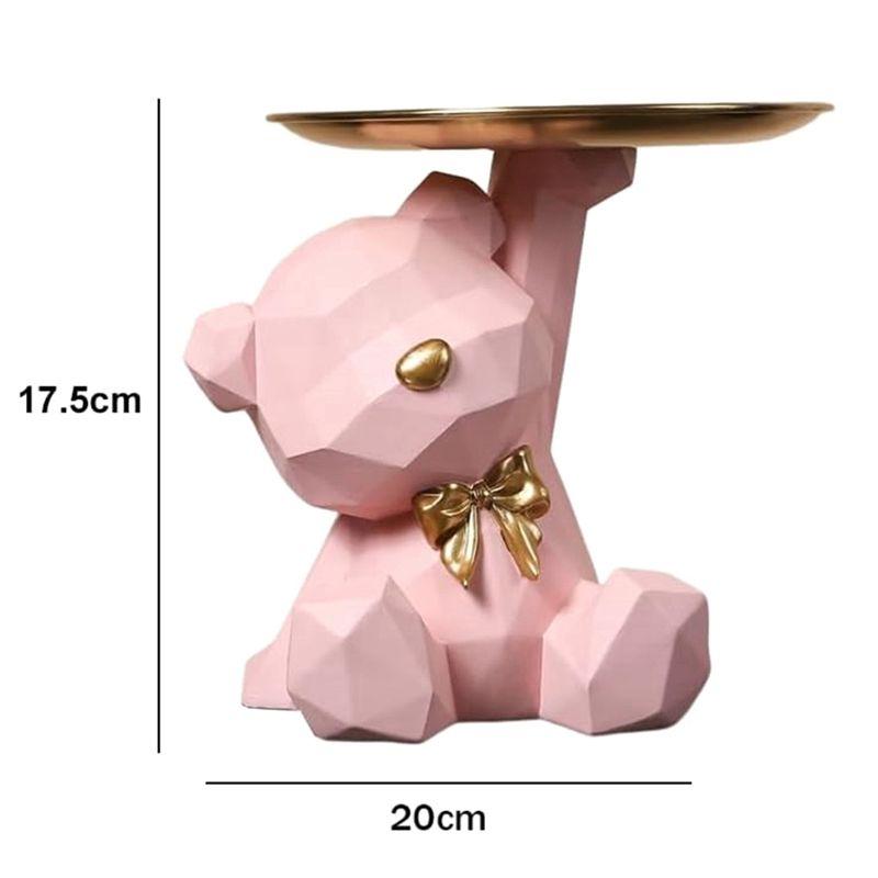 Storage Tray Statue Key Holder Figurine, Jewelry Earrings Lipsticks Tray, Bear Statues With Dish, Sculptures Key Bowl