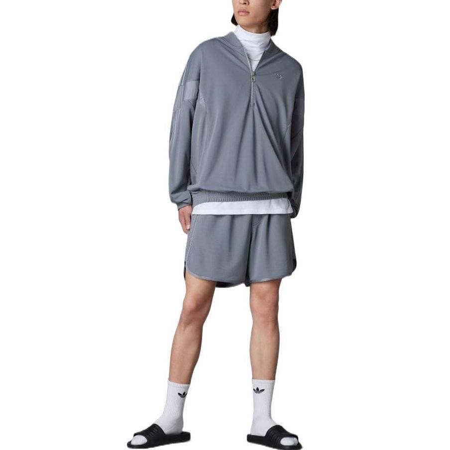 adidas Originals Jackets Men's Gray Baseball Collar Moderate Straight Fit HR6945