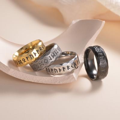 Vintage Odin Norse Viking Amulet Rune Rings For Men Women 316L Stainless Steel Words Ring Wedding Jewelry Valentine's Days Gifts
