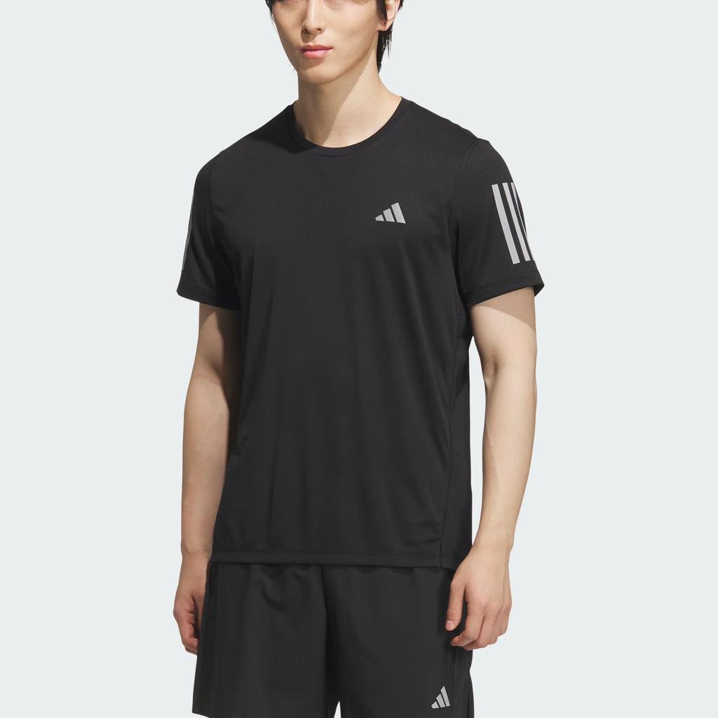 Adidas Own The Run Climacool Cooler Running Quick-Dry Crew Neck T-Shirt Men Tops Black Deep-Silver-Gray JY6982