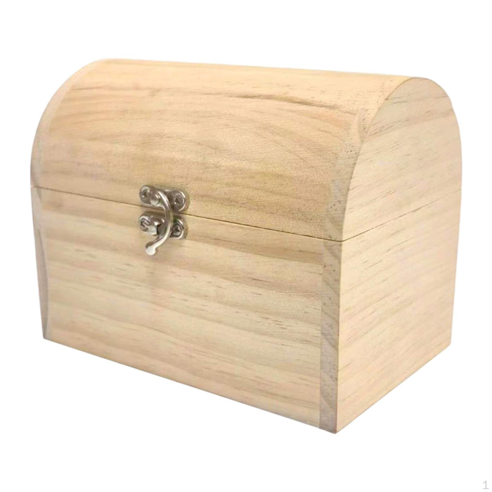 

Декоративный неокрашенный деревянный сундук, простая шкатулка для украшений, деревянная коробка для искусства, вечеринок, Style D
