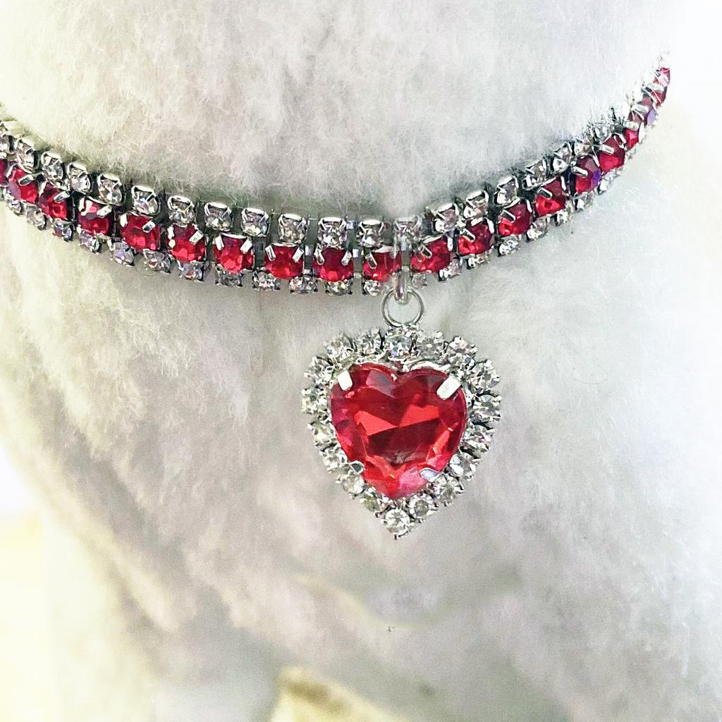 Herzförmig Tränenförmig Diamant Katzenhalsband Luxus Haustier Hals Dekorative Produkte Niedlich Bling Hund Kristall Anhänger Diamant Halsband
