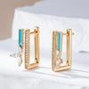 Blue Enamel Full Zircon Square Geometric Earrings for Women Fashion Girls Party Earrings Jewelry
