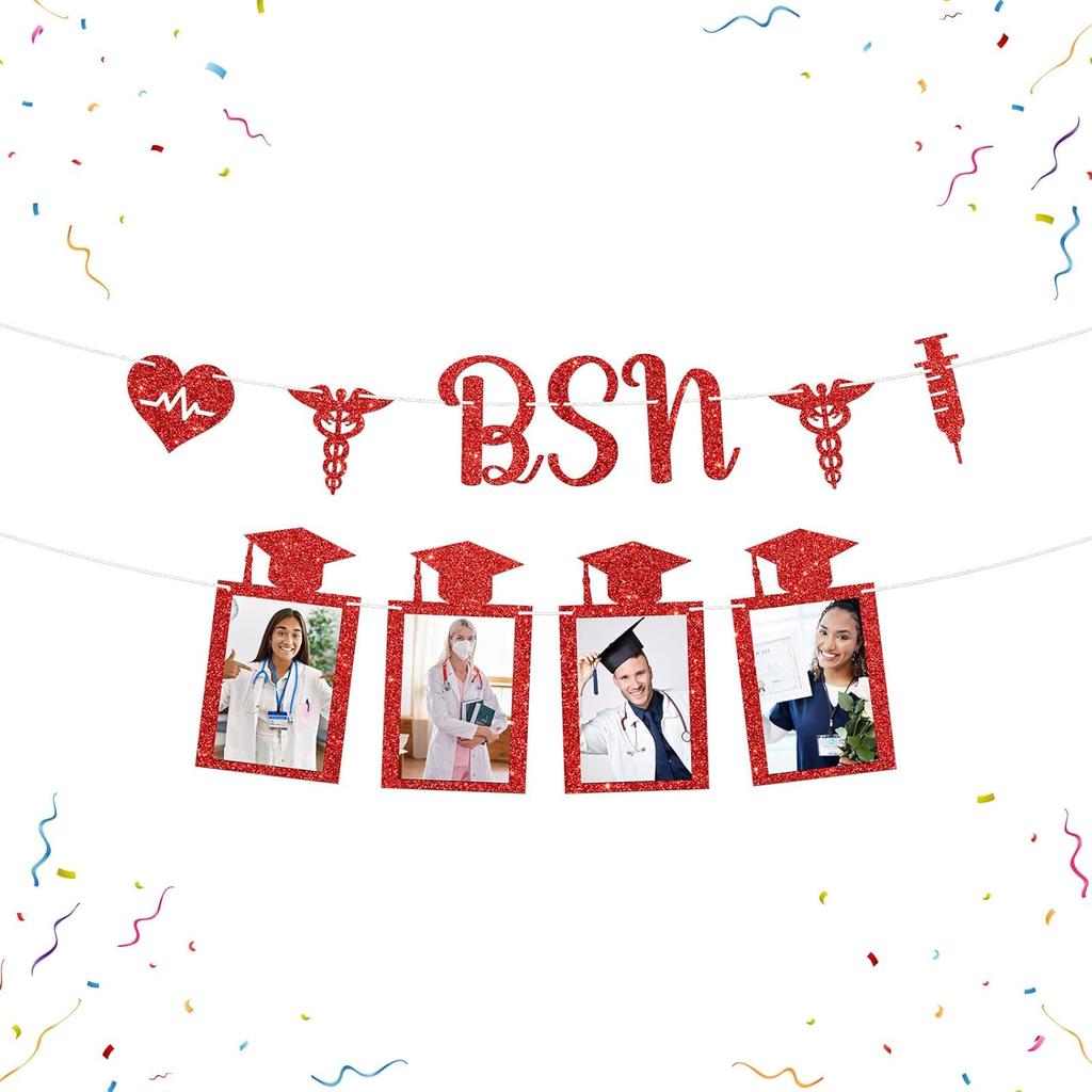 Senior Photo Banner Congrats Grad Paper Photo Frame High School College Graduation Bunting Decorations Congrats Senior Picture Banner Gold Glitter
