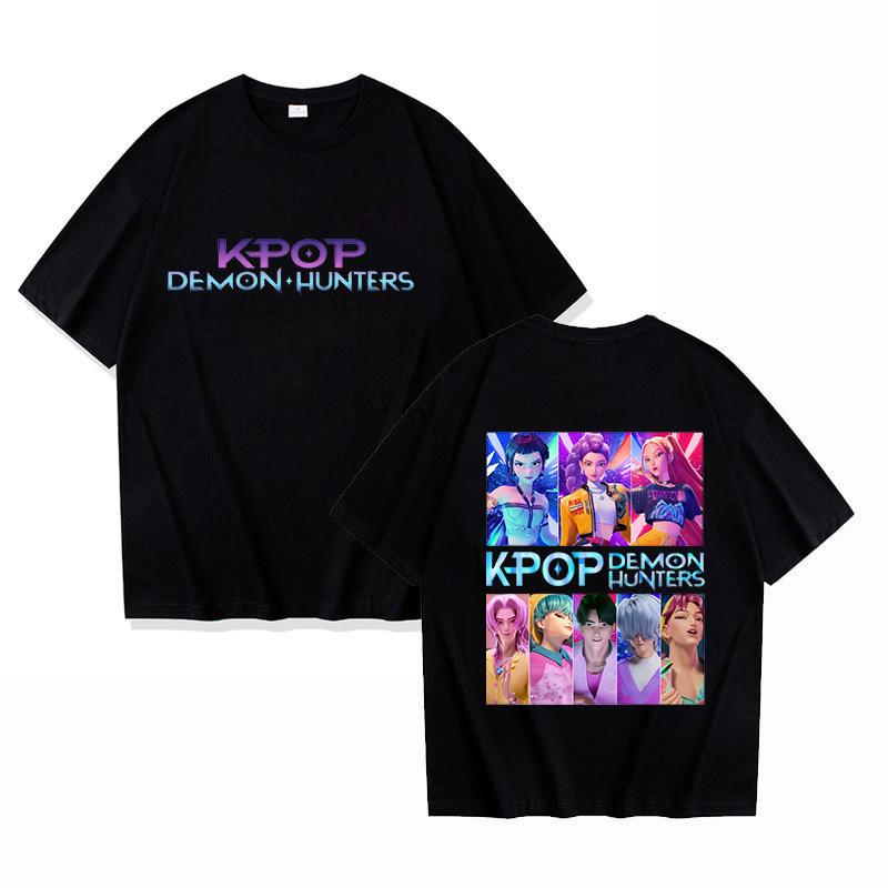 New K-Pop Demon Hunters Print T-shirts Women Men Summer Cool Short Sleeve Female Casual T-shirts Round Neck Tops