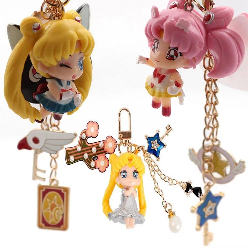 Sailor Moon Keychain Anime Doll Keyring Women Car Keyholder Backpack Pendant Bag Charm Cartoon Key Ring for Girls Birthday Gift