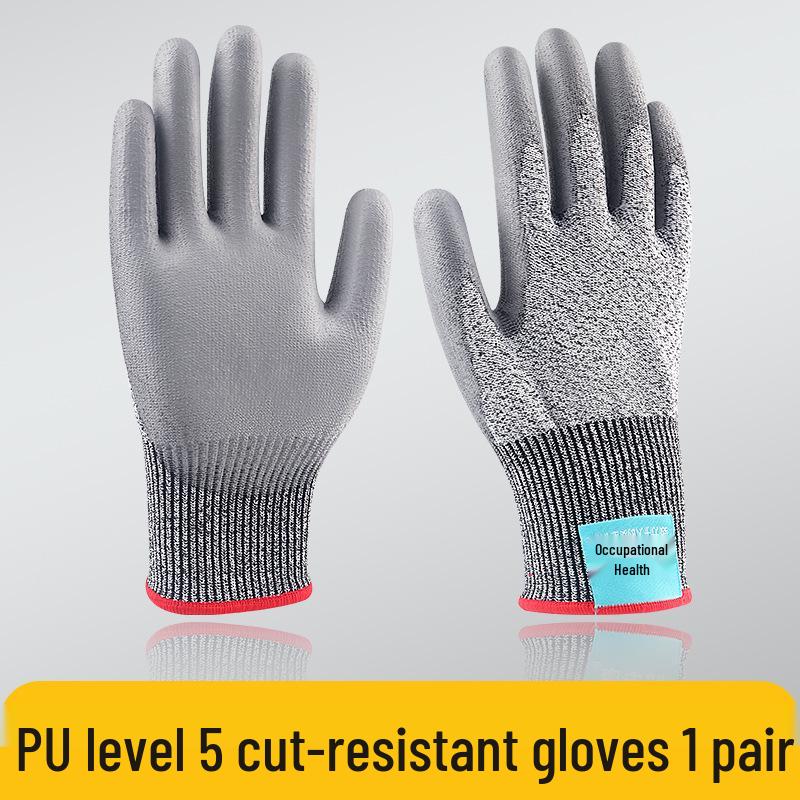 Level 5 Cut-Resistant Gloves: Anti-Slip, Wear-Resistant, Anti-Stab, for Kitchen, Outdoor, Woodworking, and Fishing Safety.
