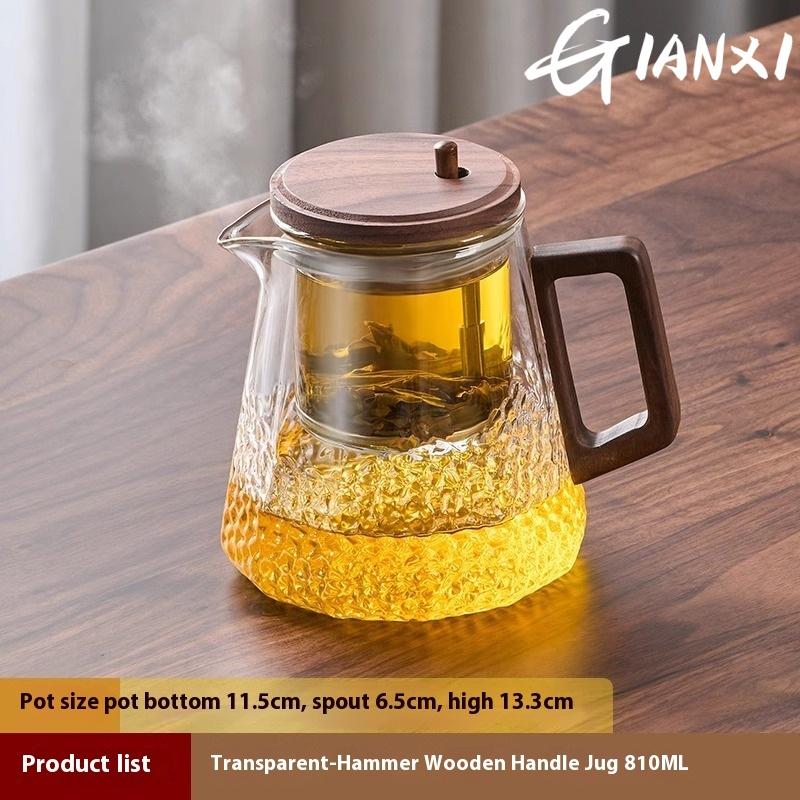 GIANXI Holzgriff Fließende Teekanne Teetrennung Teekanne Haushalt Hochtemperatur Glas Innentank Filtertopf Kung Fu Teegeschirr