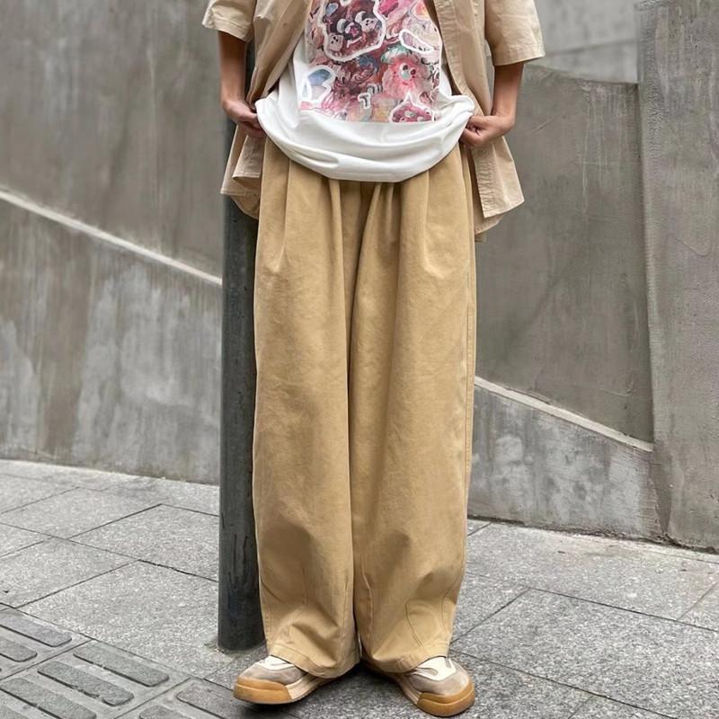Cafébraune gerade geschnittene Herren-Freizeithose lockere Passform Vintage amerikanische Arbeitskleidung Hose einfarbig Weitbein vielseitig lange Hose