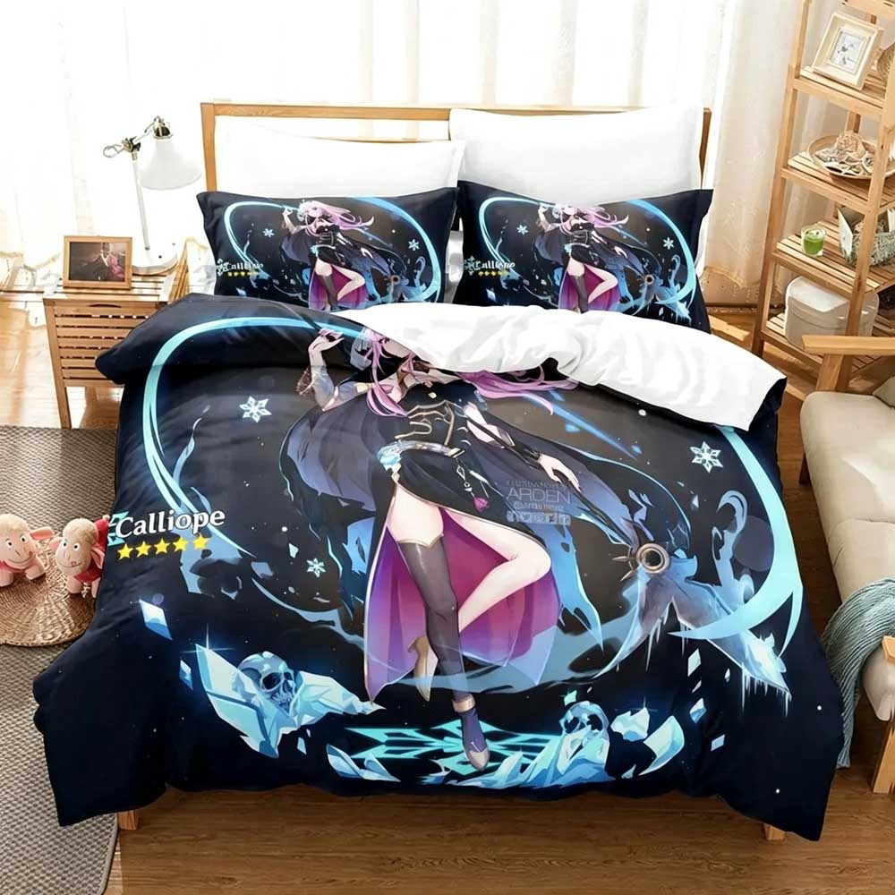 Anime Mori Calliope Duvet Cover Pillowcase Twin Full Queen King Double Single Size Women Adults Teens Bedding Set