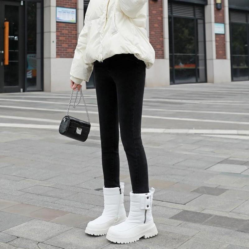 Women's Winter Thickened Padded Waterproof Comfortable Warm Anti Cold Lightweight Hiking Waterproof Non-slip Thick Sole Mid-calf Snow Boots