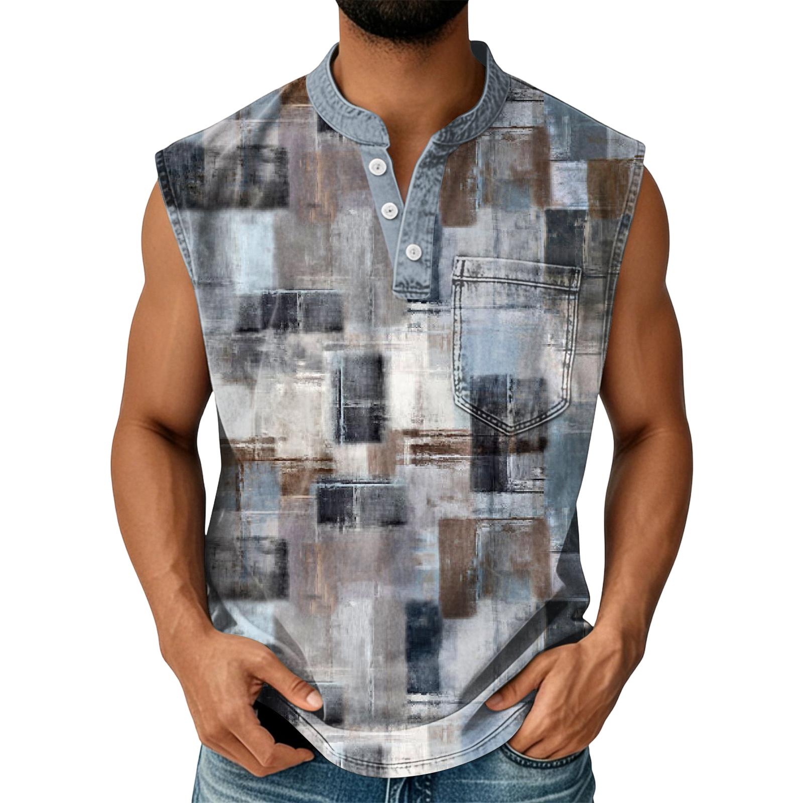 

Мужской повседневный жилет без рукавов с карманом на пуговице XXXL синий