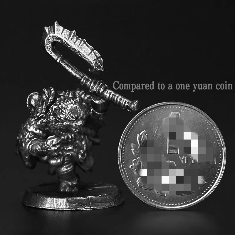 Metal Animal Tribe Warrior Miniature, Handmade White Copper Figure, Tabletop Game Piece, Collectible Desk Decor Gift for Men