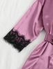 European Luxury V-neck Satin Pajama Set: Lace Cami, Five-Point Sleeve Robe, Four Pieces