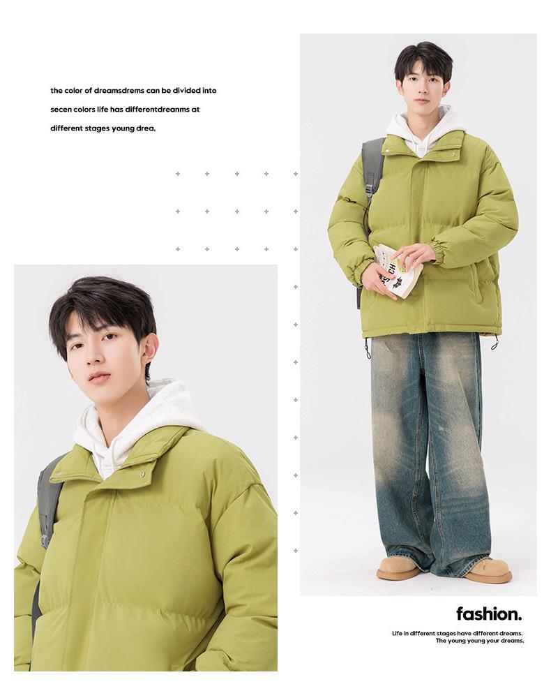 2026 Winter Stand-Up Collar Cotton-Padded Jacket: Trendy Men's Outdoor Loose Warm Coat