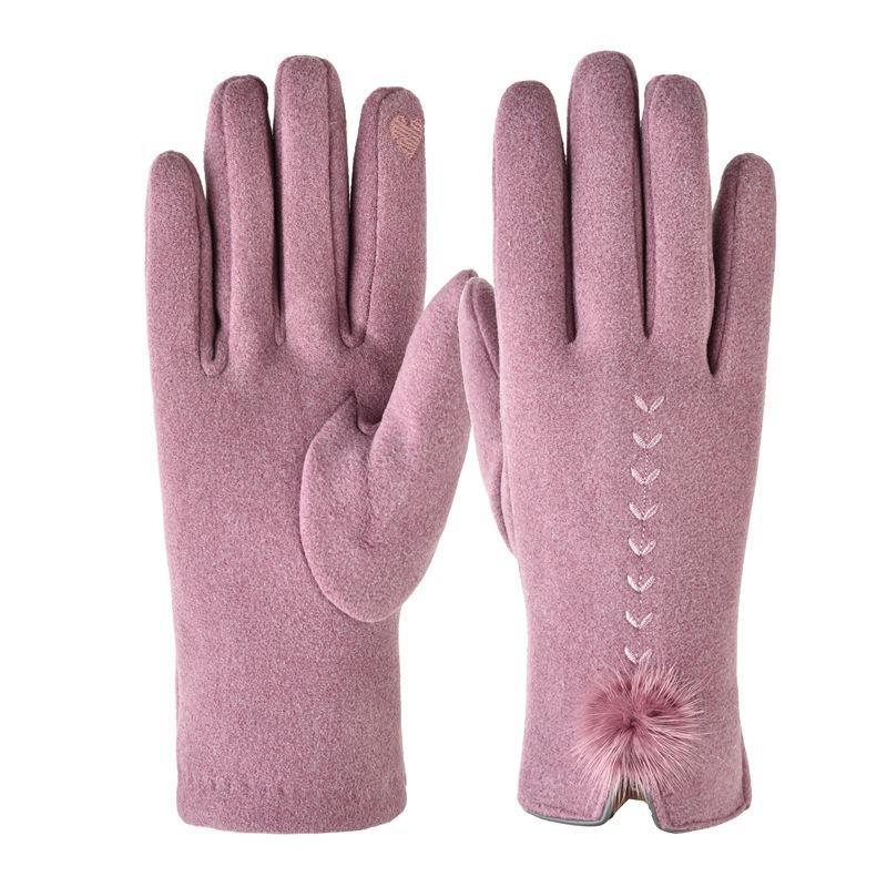 German velvet gloves for men and women to keep warm in autumn and winter, velvet outdoor riding touch screen Korean version simple hair mouth