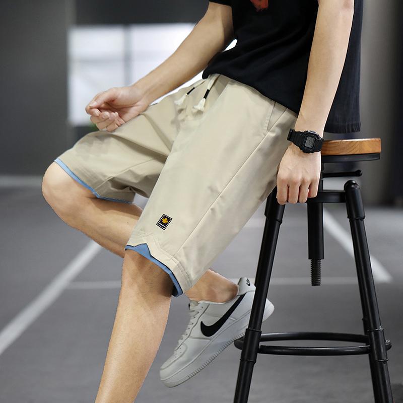 

Men s Summer Street Sports Fashionable Youth Trend Men s Drawstring Waist Pocket Leisure Sports Straight Split Shorts 8XL