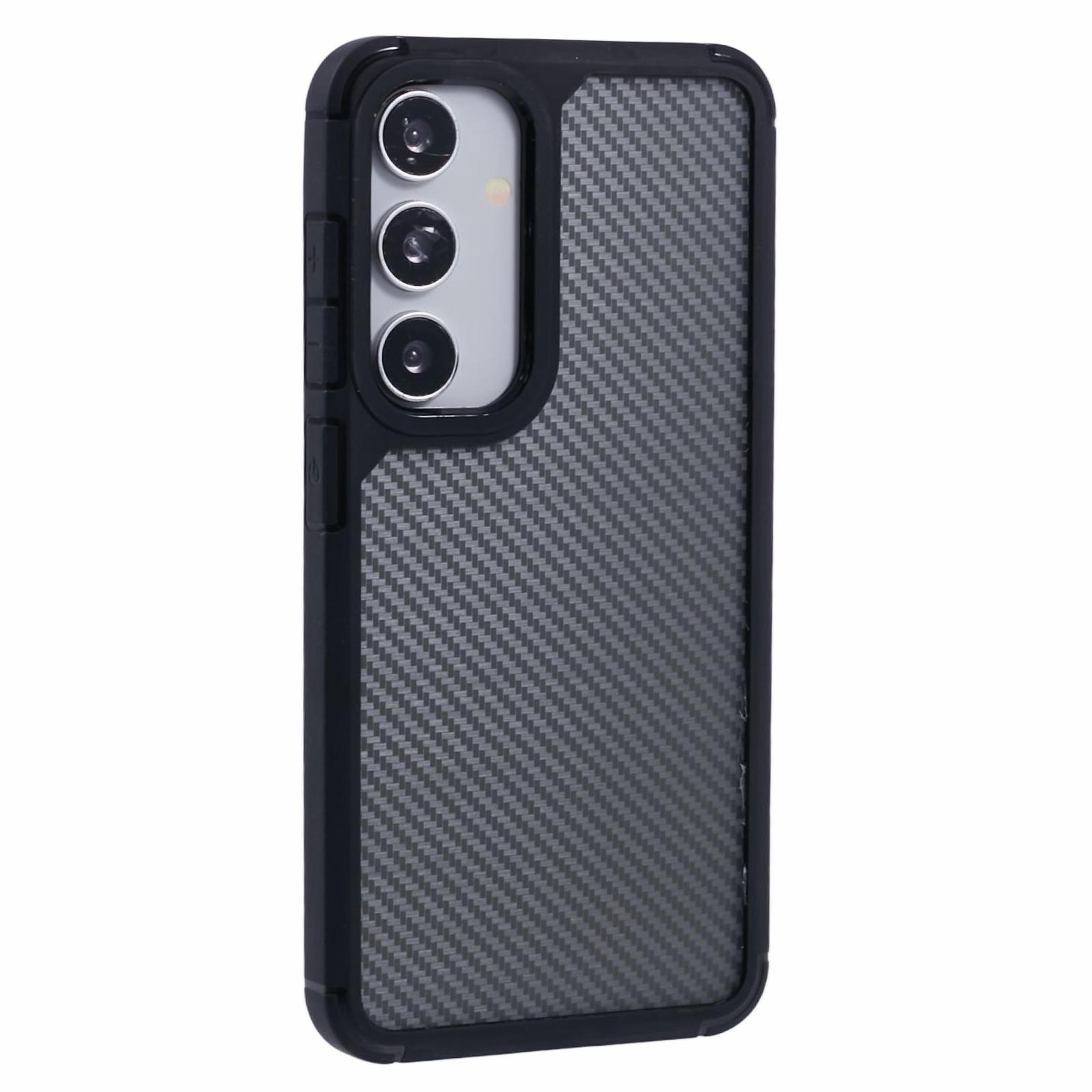 

For Samsung Galaxy S25+ Case Carbon Fiber Texture TPU+PC Anti-Drop Phone Cover A
