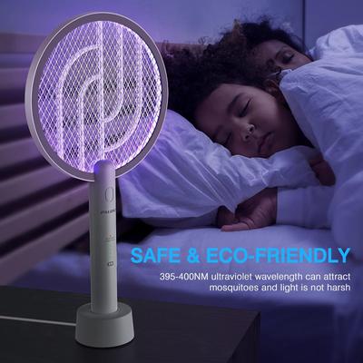 PALONE Electric Fly Swatter 3000V Bug Zapper Racket 2 In 1 Fly Swatter with 1200mAh Battery Rechargeable Mosquito Killer Lamp