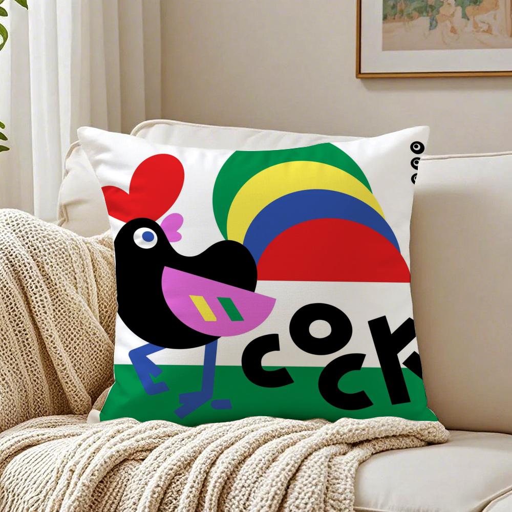 Chinese Zodiac Print Cushion Cover Linen Pillowcase Soft  for Sofa Bed Home Room Decor