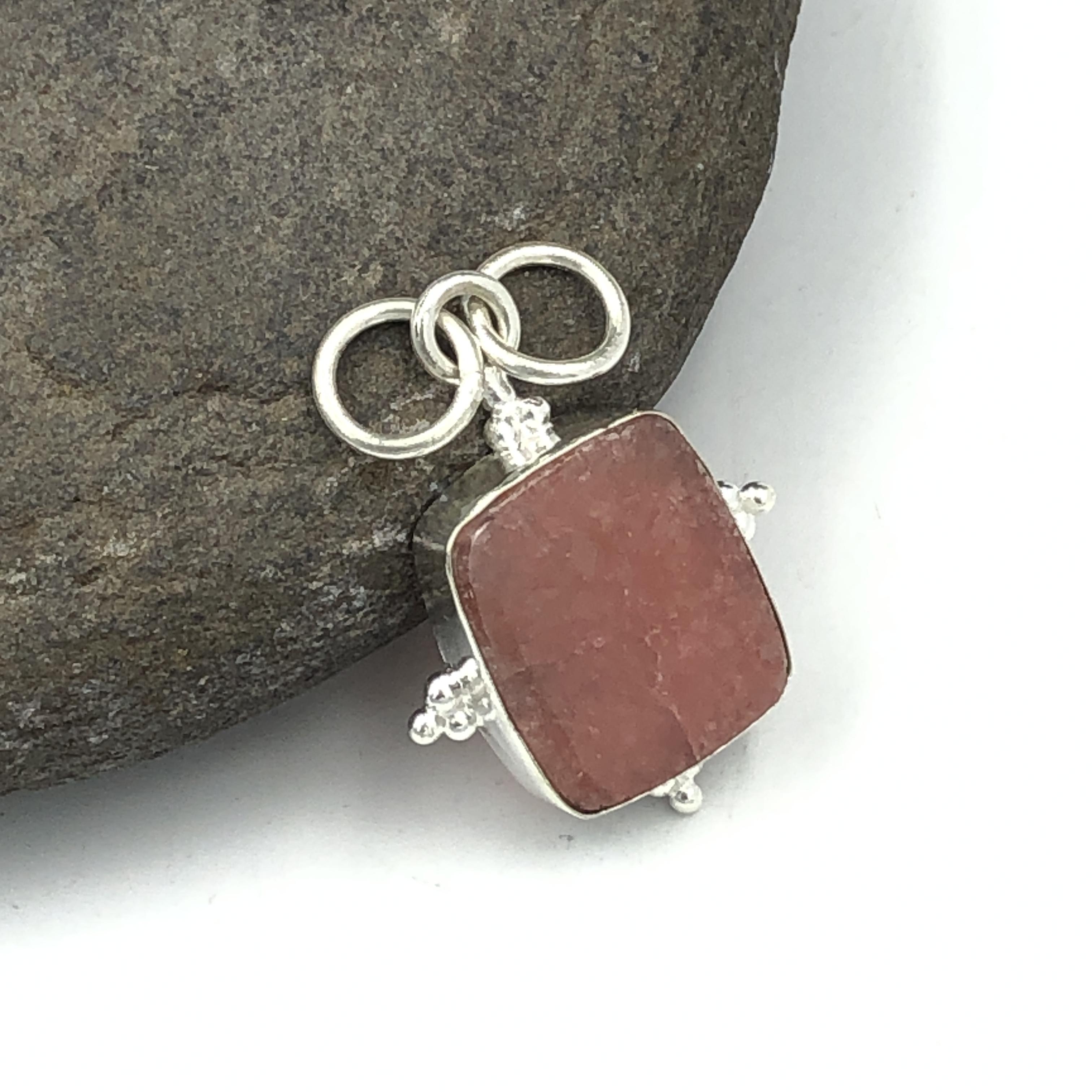 Natural Rhodonite Gemstone 925 Sterling Silver Jewelry Designer Pendant 1.34  AJP-210