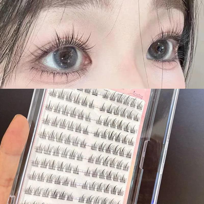 10 Filas/Caja Belleza de Pestañas Pestañas en Grupo para Ojos Pestañas Individuales DIY Estilo Coreano Cosplay Fibra Artificial Negro