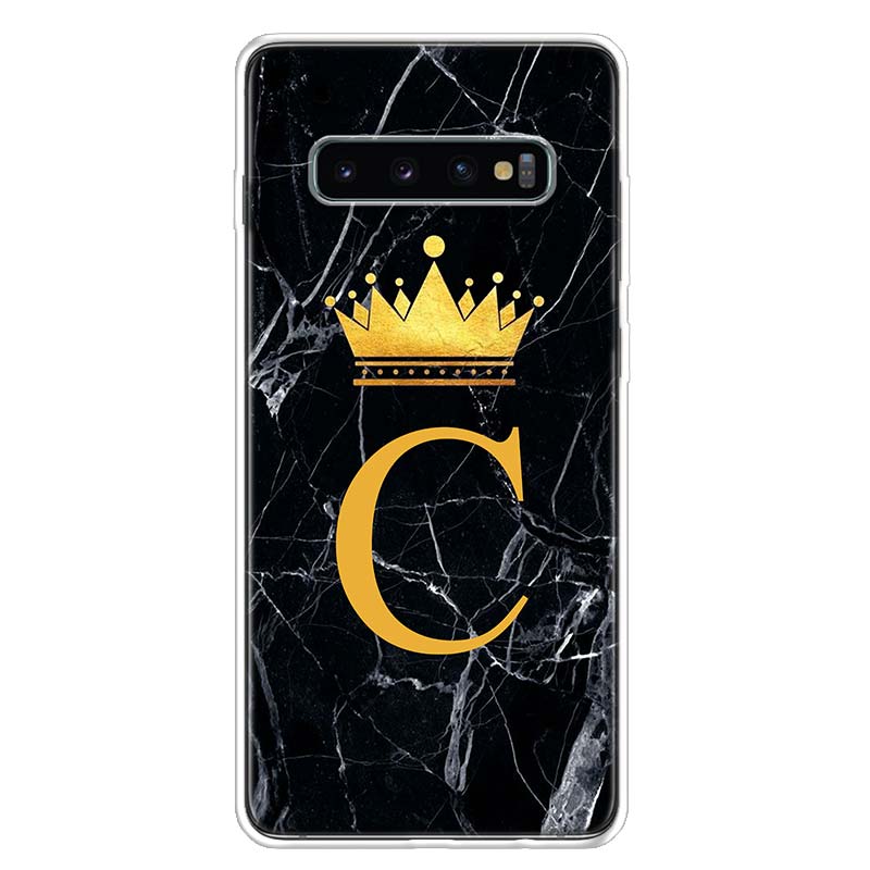 Literă Alphabet Crown AJ Husă pentru telefon pentru Samsung Galaxy S10 Plus S20 FE S21 S22 Ultra S10E S9 S8 + S7 Edge J4 Carcasă