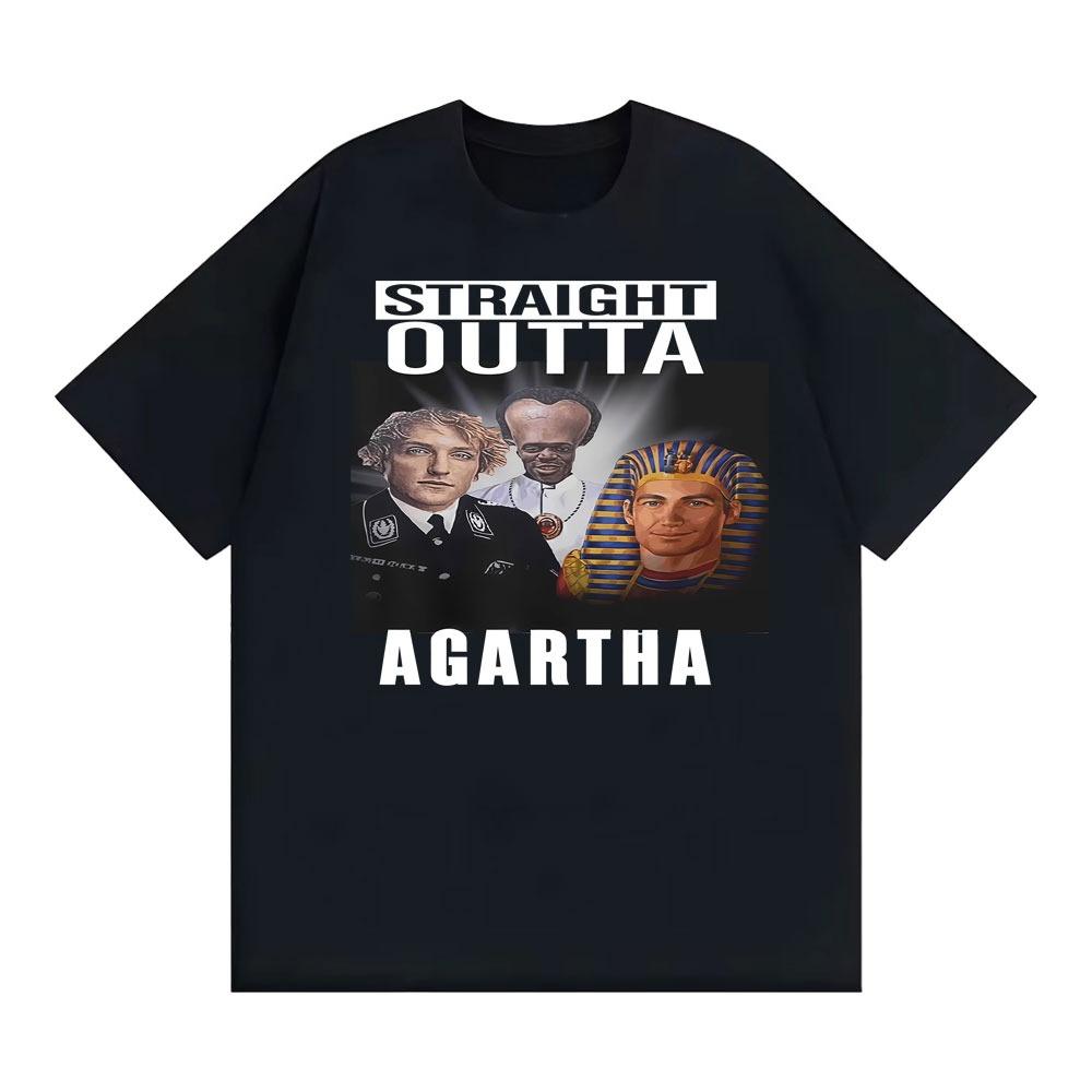 Straight Outta Agartha Funny Meme Printed T Shirt Men Women Clothing Cotton Fashion Hot Sale Tshirt Oversized Tshirt Streetwear