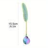 Feather Spoons Stainless Steel Tea Spoons Creative Coffee Spoon for Ice Cream Dessert Scoop Tableware Decoration Cutlery Gifts
