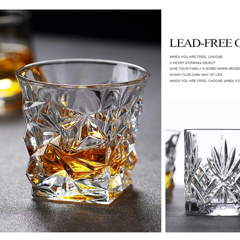 Křišťálová sklenice na whisky – Vintage tumbler na Scotch, Bourbon, Koňak, Vodku, Gin, pro domácí bar