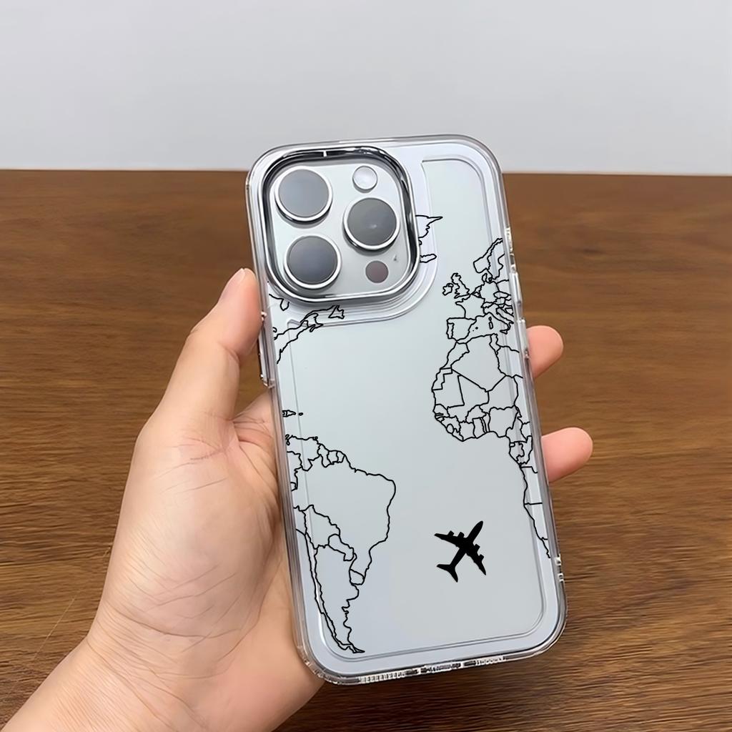 Luxury Travel Flight route Black lines design Phone Case For iPhone 17 16e 16 15 14 13 12 11mini Pro Max X XR 8 7 Air Plus Cover