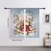 2 Stück Nikolaus Rentier Transparente Vorhänge, Schneedorf Weihnachtsdruck, Stangentasche Fenster Vorhänge für Weihnachten Feiertag Haus Dekoration