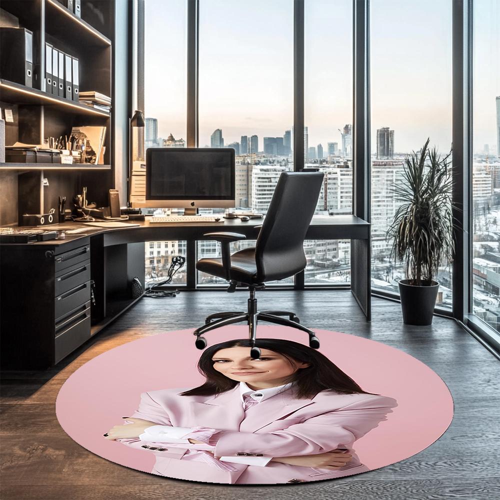 Laura Pausini Printed Round Rug Carpet Chair Rug Area Rug Entryway Doormats,for Office Chair Living Room Bedroom Kitchen Room.