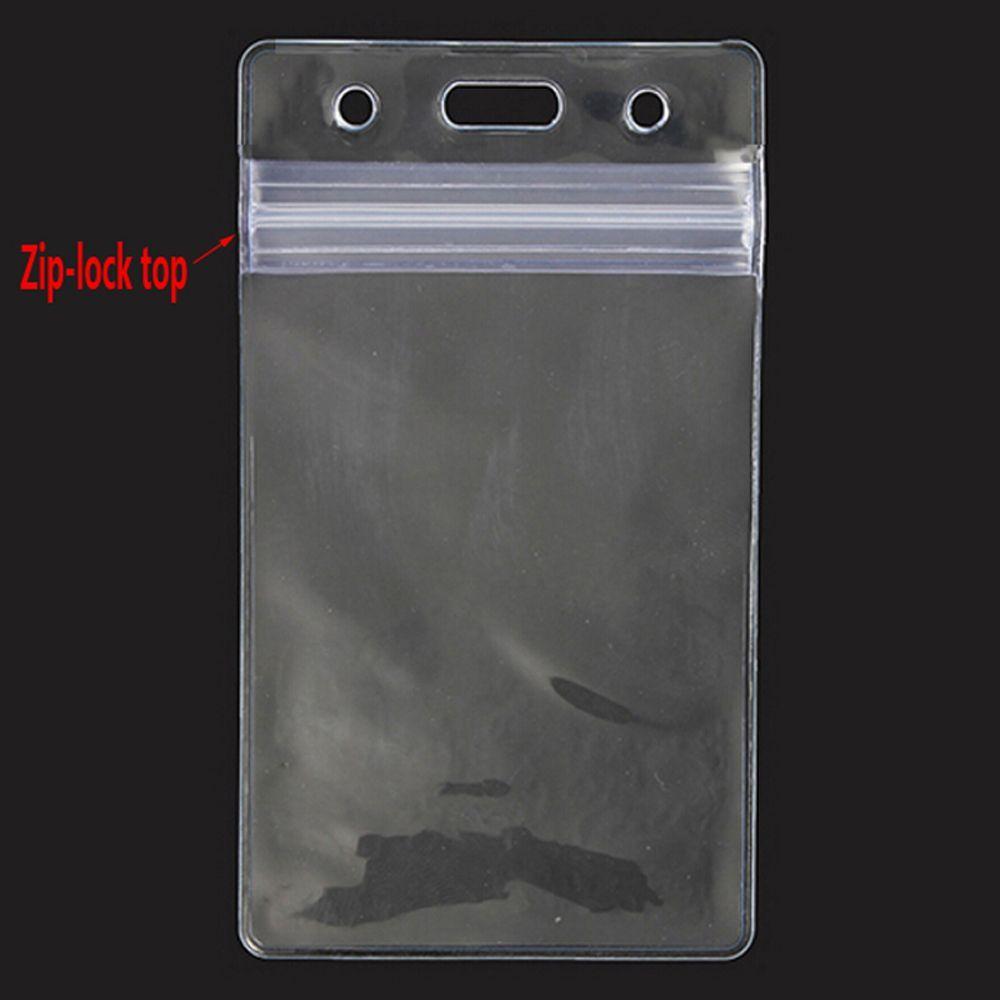 Hot PVC Plastic Transparent Badge Holder Zipper Pocket ID Card