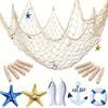 Nautical Wall Décor Set: Fishing Net, Lifebuoy, Anchor, Starfish, Fish, and Photo Props