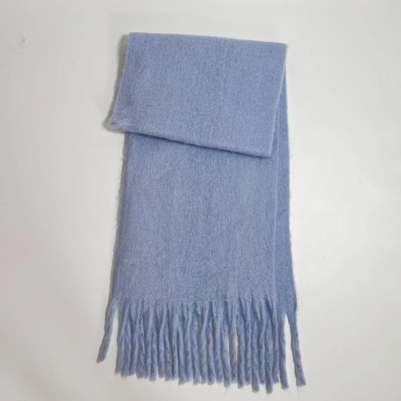 Versatile Mohair Solid Color Scarf Women's Winter Thickening Simple Warmth Enlarged Shawl Scarf