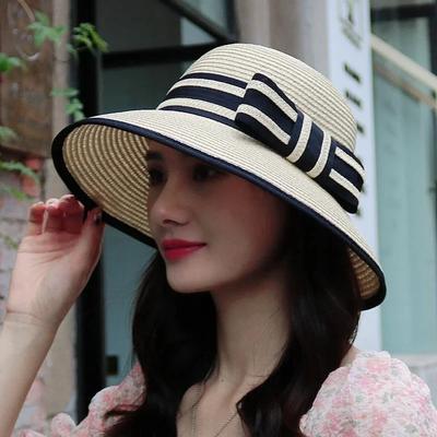 Sun Hat for Women In Summer, Fashionable Sun Protection, Bow Shaped Sun Hat, Foldable Straw Woven Large Brim Beach Hat for Outdo