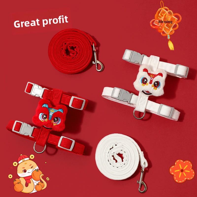 Chinese-style New Year Pet Leash, I-shaped Cat Leash, New Year Leash