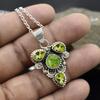 Natural Peridot & Green Copper Turquiose Gemstone Necklace 925 Sterling Silver Necklace Handmade Wedding Christmas Jewelry Necklace - 10.5 Wt Aprox