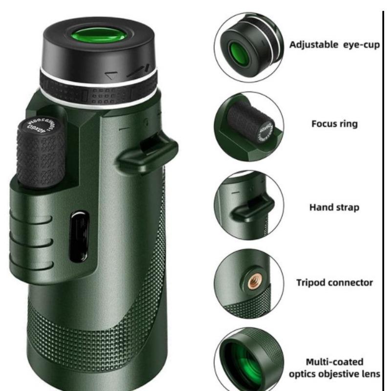 Telescop cu un singur tub de 12x50 de înaltă definiție, de mare putere, cu un singur tub, pentru telefon mobil. Viziune nocturnă în aer liber cu producători de lămpi cu laser pentru generație.