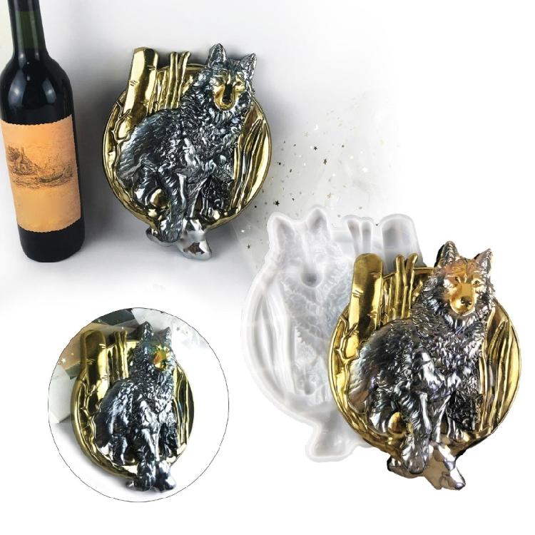 Wall Decor Jewelry Mold Pendant Decoration Cartoon Wolf Relief Mirror Mold