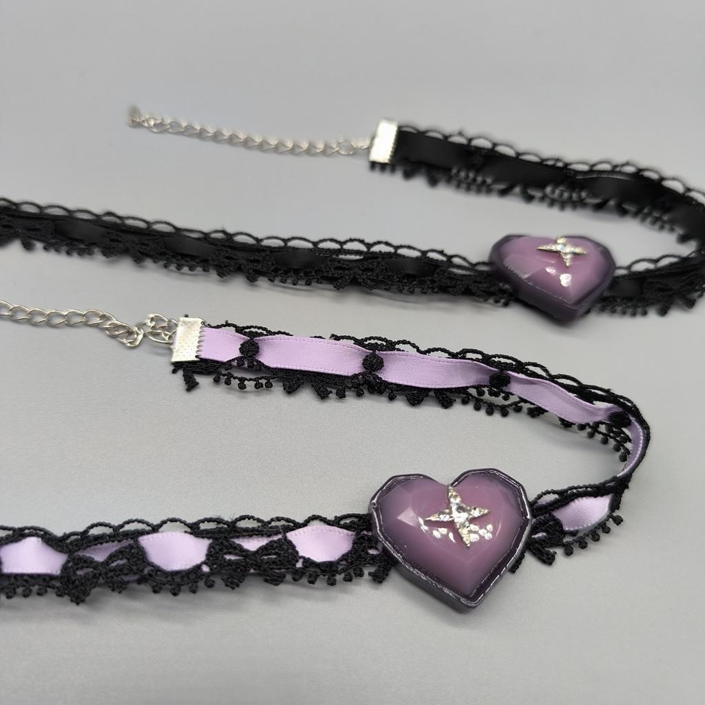 Sweet Cool Style Niche Design Love Pendant Lace Collar Necklace Choker Sweet Cool Babe Collarbone Chain Necklace Female