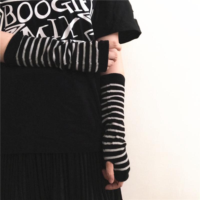 Unisex Korean Ninja-Style Striped Arm Sleeves for Sun Protection & Warmth