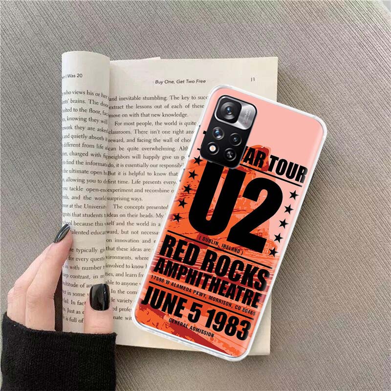 

Чехол для телефона Band U2 для Redmi Note 13 12 Pro Plus 14 15 Pro 5G 11 11T 11E 11S 10 Pro 10S 9 9S Чехол Cell Clear TPU Capa Cases Sho Redmi Note 11T Pro