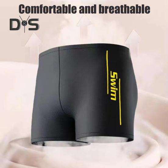 Elastische Badehose für Herren, schnelltrocknend, verlegenheitsfreie Strandshorts, U-förmiger Schritt, Kordelzug in der Taille, Boxershorts für Wassersport, Surfen