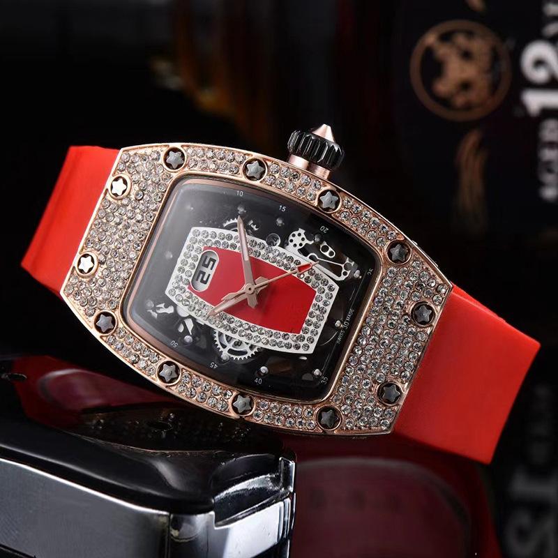 Manufacturer's Spot Supply, Business Fashion Diamond-set, Women's Quartz Watch Red Lip Wine Barrel-shaped Watch
