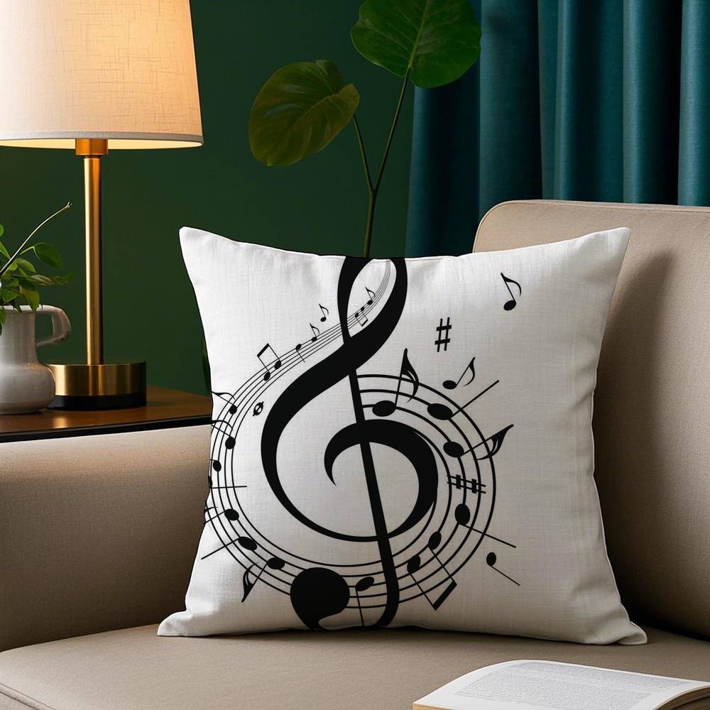 Musical Staff Pillow Case Plush Fabric Soft Pillowcase Double Sided Print Sofa Cushion Cover Throw
